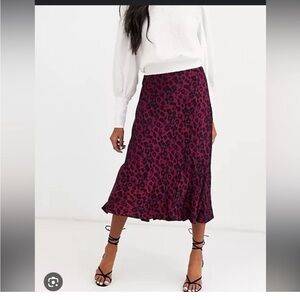 ba&sh Teddy Printed Leopard Print Midi Skirt - Large